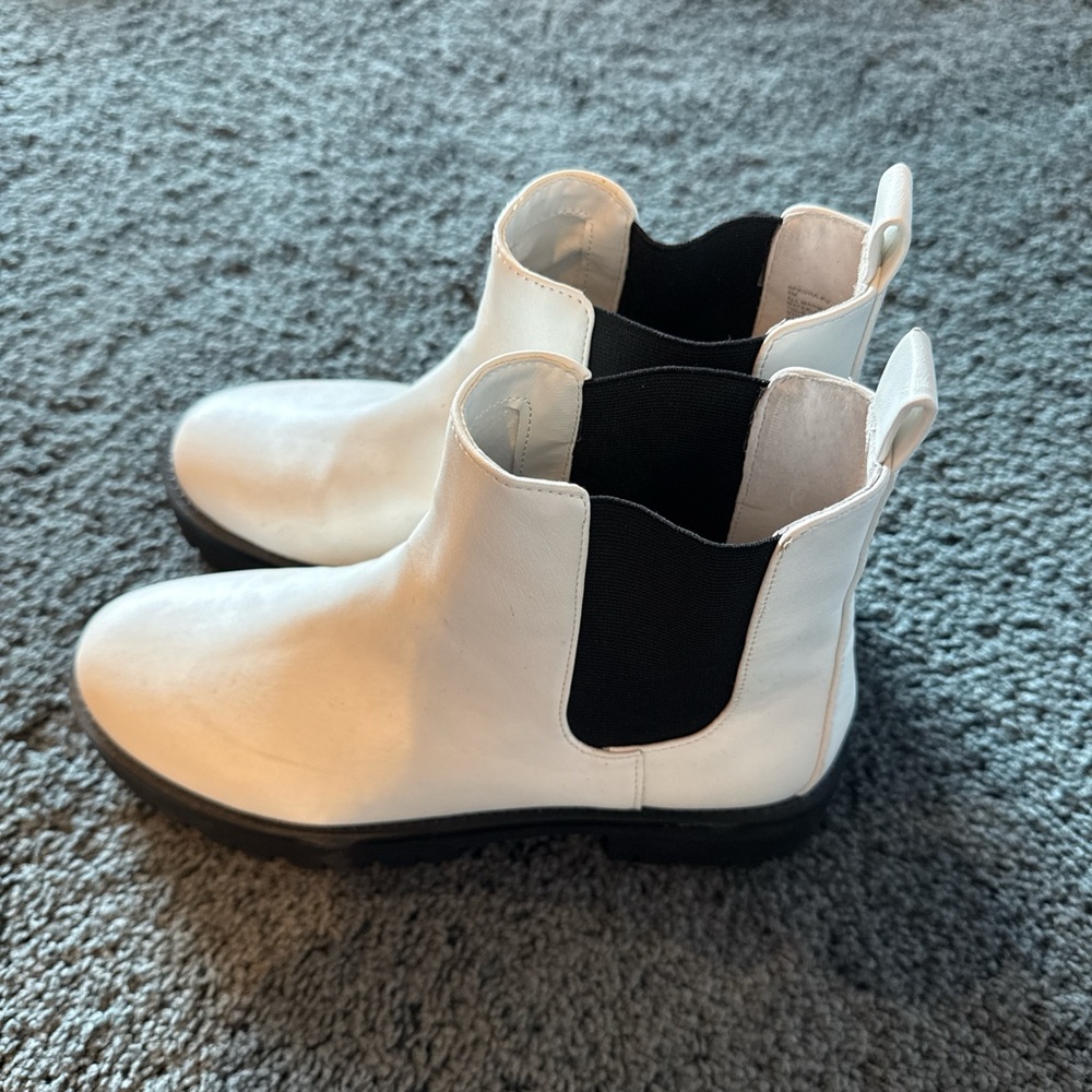 BP White and Black Heeled Boots